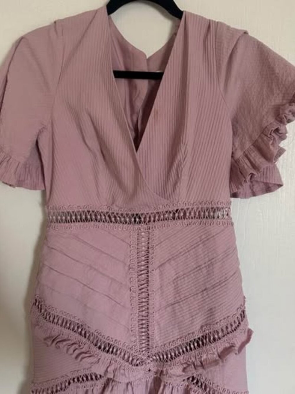 Selfie Leslie Walk This Way Pintuck Angel Sleeve Ruffle Dress - Picture 3 of 4